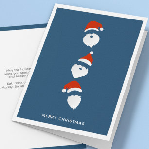 Cartes Pour Fêtes Annuelles Simple moderne Père Noël Graphic Bleu Noël