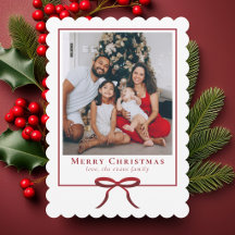 Simple Moderne Photo de Famille avec Ruban Rouge
