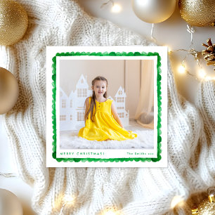 Cartes Pour Fêtes Annuelles simple moderne rétro carré photo Noël vert