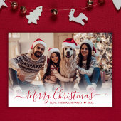 Cartes Pour Fêtes Annuelles Simple moderne Rouge Script 2 Photo Noël