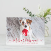 Cartes Pour Fêtes Annuelles Simple moderne Rouge Script 2 Photo Noël (Debout devant)