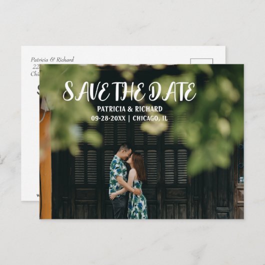 Cartes Pour Fêtes Annuelles Simple moderne Script Wedding Enregistrer La Date (Devant / Derrière)