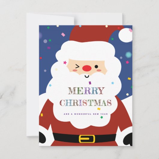 Cartes Pour Fêtes Annuelles Simple moderne Whimsical mignonne Père Noël Joyeux (Devant)