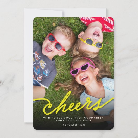 Cartes Pour Fêtes Annuelles Simple Néon Jaune Cheval Calligraphie Script Photo (Devant)