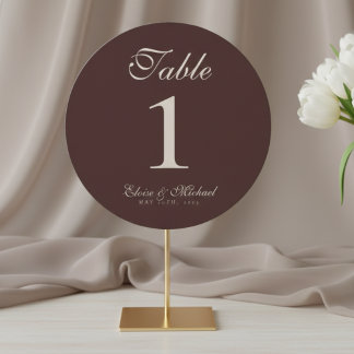 Cartes Pour Fêtes Annuelles Simple Neutral Brown Wedding Table Number