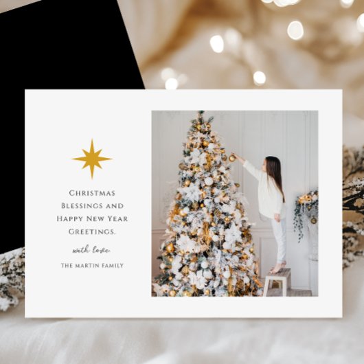 Cartes Pour Fêtes Annuelles Simple Noël Star Photo noir et blanc