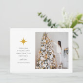 Cartes Pour Fêtes Annuelles Simple Noël Star Photo noir et blanc (Debout devant)