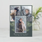 Cartes Pour Fêtes Annuelles Simple Noël vert trois photo (Debout devant)