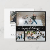 Cartes Pour Fêtes Annuelles Simple noir blanc 4 photo Collage Happy (Devant / Derrière)