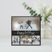 Cartes Pour Fêtes Annuelles Simple noir blanc 4 photo Collage Happy (Debout devant)