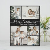 Cartes Pour Fêtes Annuelles Simple noir blanc 5 photo Collage Noël (Debout devant)