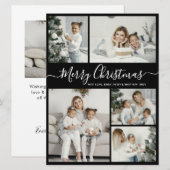 Cartes Pour Fêtes Annuelles Simple noir blanc 5 photo Collage Noël (Devant / Derrière)