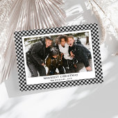 Cartes Pour Fêtes Annuelles Simple Noir Blanc En vichy Platiné Photo Noël