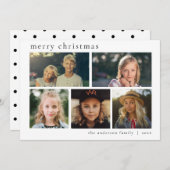 Cartes Pour Fêtes Annuelles Simple Noir & Blanc Multi Photo Joyeux Noël (Devant / Derrière)