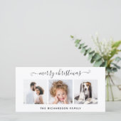 Cartes Pour Fêtes Annuelles Simple noir et blanc Multi Photo Joyeux Noël (Debout devant)