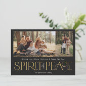 Cartes Pour Fêtes Annuelles Simple Paix Photo Black Gold (Debout devant)