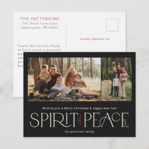 Cartes Pour Fêtes Annuelles Simple Paix Photo Noir Rouge