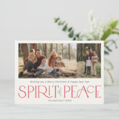 Cartes Pour Fêtes Annuelles Simple Paix Photo Rouge Vert (Debout devant)