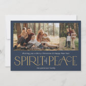 Cartes Pour Fêtes Annuelles Simple photo de la paix Marine or (Devant)