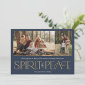 Cartes Pour Fêtes Annuelles Simple photo de la paix Marine or (Debout devant)