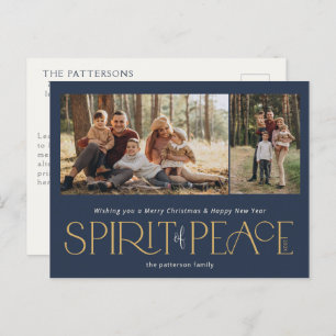 Cartes Pour Fêtes Annuelles Simple photo de la paix Marine or