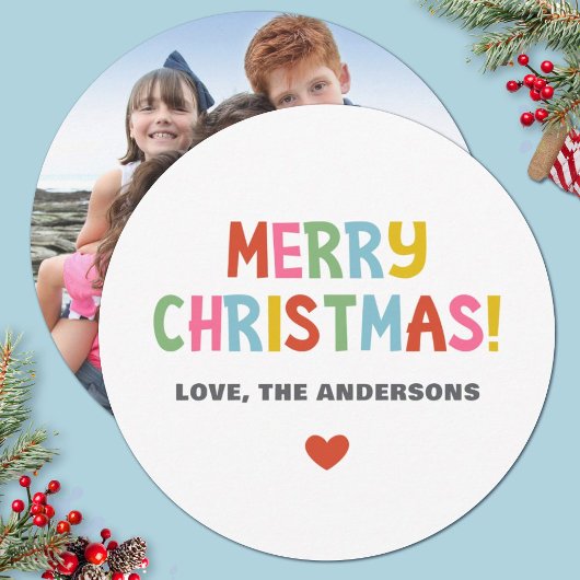 Cartes Pour Fêtes Annuelles Simple photo de Noël colorée moderne