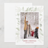 Cartes Pour Fêtes Annuelles Simple photo de verdure de Noël (Devant / Derrière)