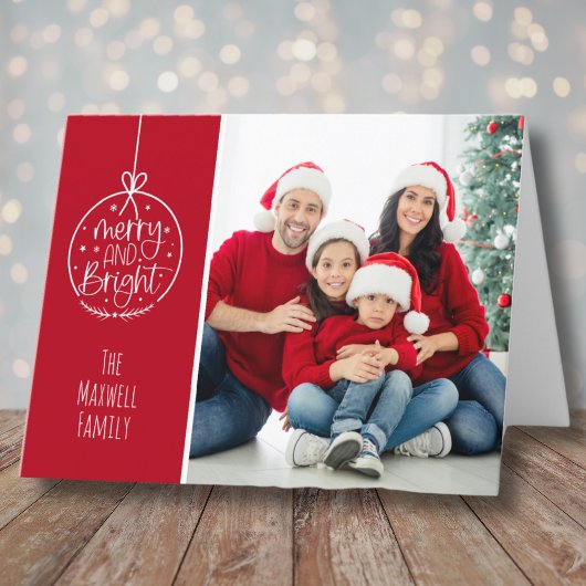 Cartes Pour Fêtes Annuelles Simple photo Joyeux Noël brillant