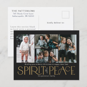 Cartes Pour Fêtes Annuelles Simple Photo Peace Black Gold
