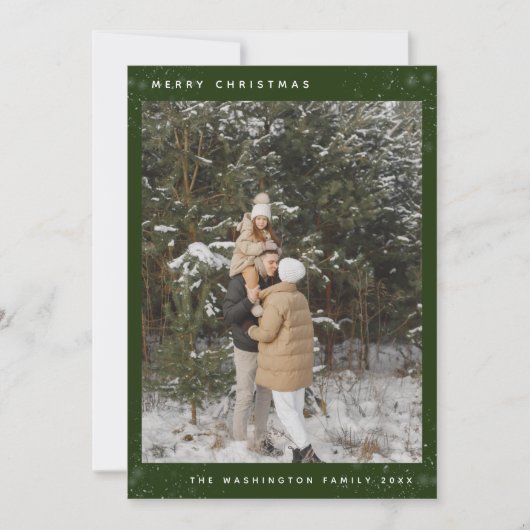 Cartes Pour Fêtes Annuelles Simple Photo personnalisée Joyeux Noël vert (Devant)