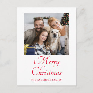 Cartes Pour Fêtes Annuelles Simple Photo Red Script Noël