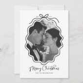 Cartes Pour Fêtes Annuelles Simple Photo Rétro Ondulé Noir et Blanc (Devant)