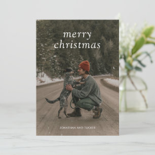 Cartes Pour Fêtes Annuelles Simple photo verte Noël moderne