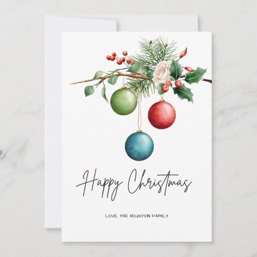 Cartes Pour Fêtes Annuelles Simple plat botanique en pin rustique (Devant)