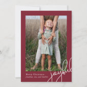 Cartes Pour Fêtes Annuelles Simple Points Bourgogne Joyeux Script Photo Élégan (Devant)