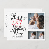 Cartes Pour Fêtes Annuelles Simple première mère Jours Cadeau Trois photos Col (Devant / Derrière)