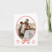 Cartes Pour Fêtes Annuelles Simple Red Bow Oval Photo Noël (Devant)