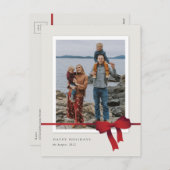 Cartes Pour Fêtes Annuelles Simple Red Bow Photo Noël (Devant / Derrière)