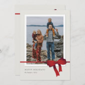 Cartes Pour Fêtes Annuelles Simple Red Bow Photo Noël (Devant / Derrière)
