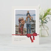 Cartes Pour Fêtes Annuelles Simple Red Bow Photo Noël (Debout devant)