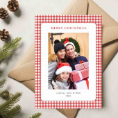 Cartes Pour Fêtes Annuelles Simple Red Gingham Christmas Photo