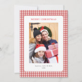 Cartes Pour Fêtes Annuelles Simple Red Gingham Christmas Photo (Devant)