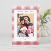 Cartes Pour Fêtes Annuelles Simple Red Gingham Christmas Photo (Debout devant)