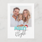 Cartes Pour Fêtes Annuelles Simple Retro 1 Photo Joyeux Noël bleu clair (Devant)