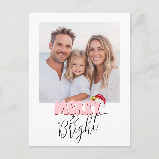 Cartes Pour Fêtes Annuelles Simple Retro 1 Photo Joyeux Noël brillant (Devant)