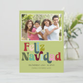 Cartes Pour Fêtes Annuelles Simple Retro Feliz Navidad Photo Vert (Debout devant)