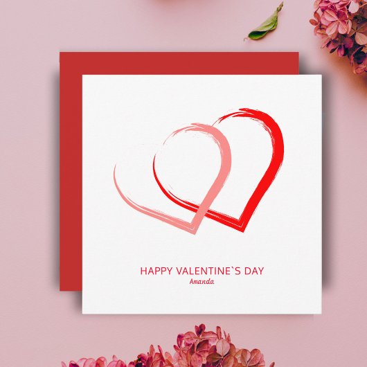 Cartes Pour Fêtes Annuelles Simple rose Coeurs rouges Valentine´s day Moderne