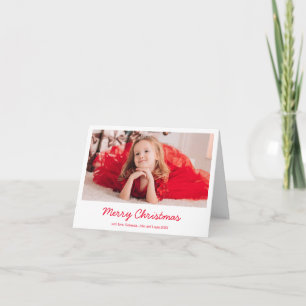 Cartes Pour Fêtes Annuelles Simple Rouge Élégant Photo Noël Moderne