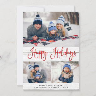 Cartes Pour Fêtes Annuelles Simple Rustic 3 PHOTO Joyeux voeux de Noël