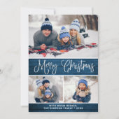 Cartes Pour Fêtes Annuelles Simple Rustic 4 PHOTO Noël Salutation (Devant)